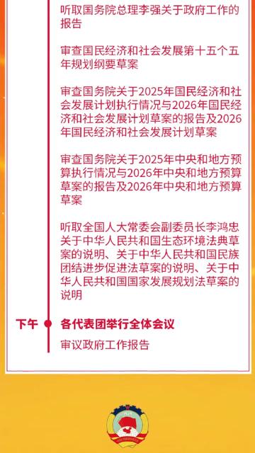 两会日程预告丨3月7日：人代会审查计划、预算报告 政协举行第二次全体会议